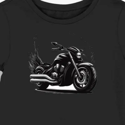Koszulka damska czarna z dynamiczną grafiką motocykla