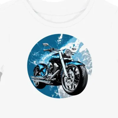 Koszulka damska biała z motywem tajemniczego motocykla