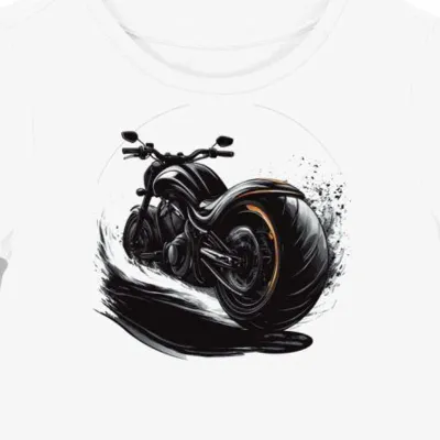 Koszulka damska biała z futurystycznym motocyklem Honda Shadow