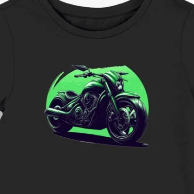 Koszulka damska czarna z motywem klasycznego motocykla Vulcan