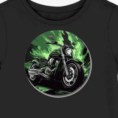 Koszulka damska czarna Motocyklowa Stylowa Kawasaki w Blasku Natury
