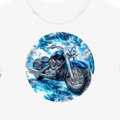 Koszulka damska biała z motocyklowym stylem artystycznym