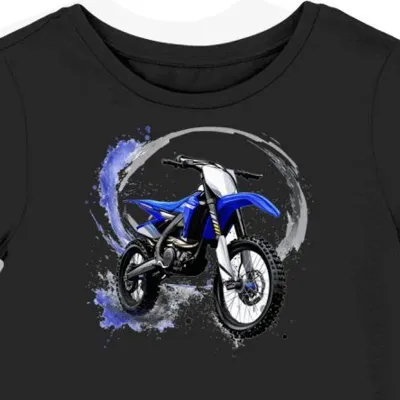 Koszulka damska czarna z motywem nowoczesnego motocykla wyścigowego