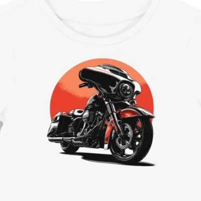 Koszulka damska biała z eleganckim motywem motocykla