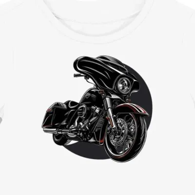 Koszulka damska biała z motywem śmiałego motocykla