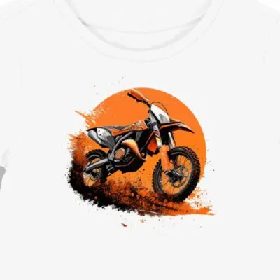 Koszulka damska biała Dynamiczna Jazda: Wzór Motorowy KTM 250 SX