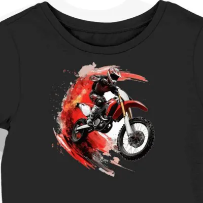 Koszulka damska czarna Z Motywem Dynamicznego Motocykla