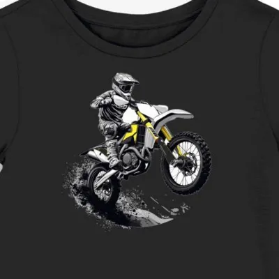 Koszulka damska czarna z dynamicznym motocyklistą