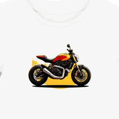 Koszulka damska biała z motywem motoru Ducati Scrambler