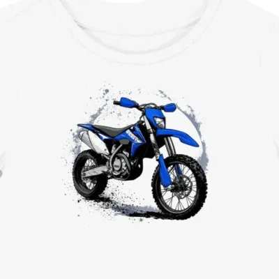 Koszulka damska biała z odważnym motywem motocykla off-road