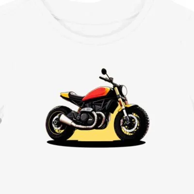 Koszulka damska biała z odważnym wzorem motocyklu