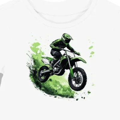 Koszulka damska biała z motywem motocrossu w akcji