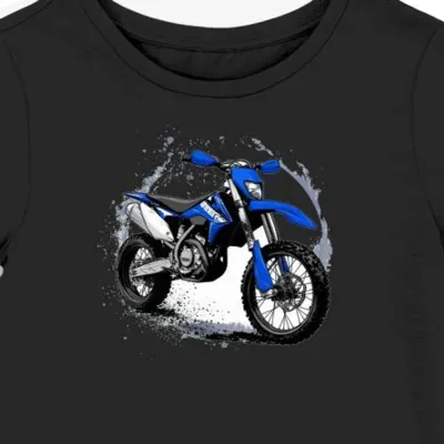Koszulka damska czarna z motocyklowym motywem terenowym