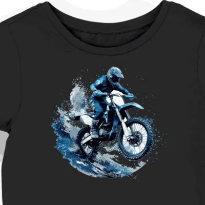 Koszulka damska czarna Dynamiczny Skok Motocyklisty
