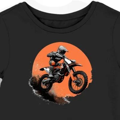 Koszulka damska czarna z dynamicznym motywem offroadowym