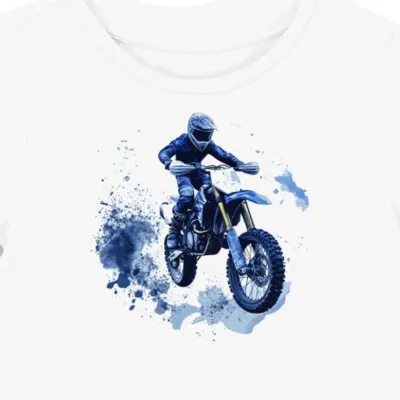 Koszulka damska biała z motywem skoku na motocyklu