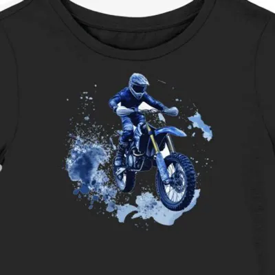 Koszulka damska czarna Dynamiczna Motocyklowa Akcja w Mgłach