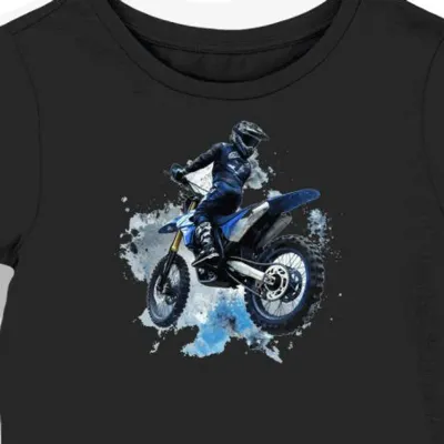 Koszulka damska czarna z motywem skaczącego motocyklisty