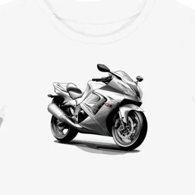 Koszulka damska biała z motywem artystycznym motocykla Honda ST1300