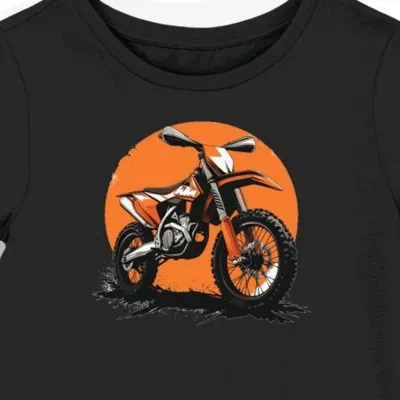 Koszulka damska czarna z dynamicznym motywem motocykla terenowego