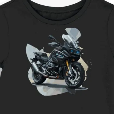 Koszulka damska czarna Motocyklowa Wizja w Mgle