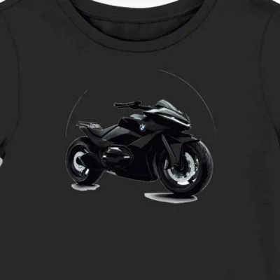 Koszulka damska czarna z futurystycznym motocyklem BMW K 1600 GTL