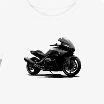 Koszulka damska biała z Futurystycznym Motocyklem w Mgle