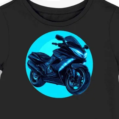 Koszulka damska czarna Motocyklowa Podróż Przyszłości