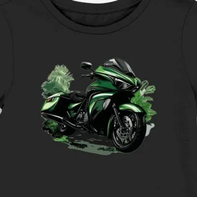 Koszulka damska czarna z motywem artystycznej motocykli