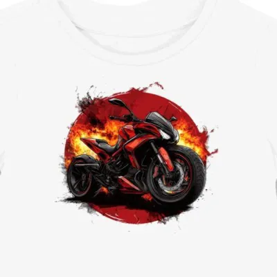 Koszulka damska biała z motywem drapieżnego motocykla