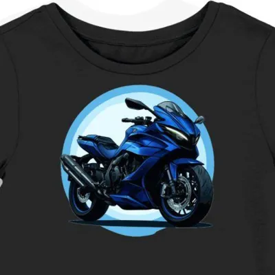 Koszulka damska czarna Motocyklowa FJR1300 Przygoda