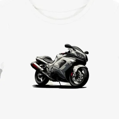 Koszulka damska biała z artystycznym motywem motocykla Honda ST1300