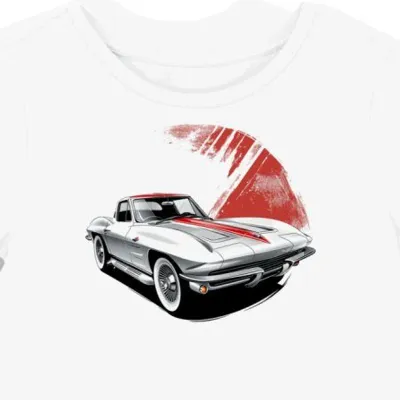 Koszulka damska biała z Klasycznym Motywem Corvette 1963