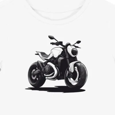 Koszulka damska biała z Motocyklem Turystycznym Husqvarna