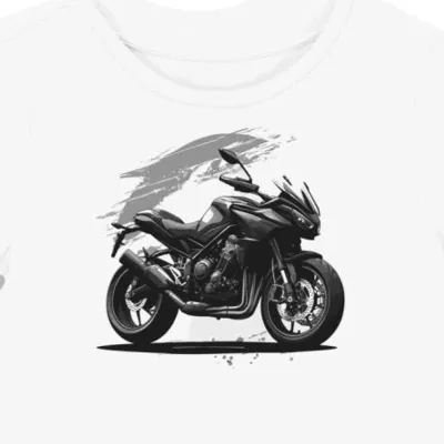 Koszulka damska biała z Artystycznym Motywem Motocykla