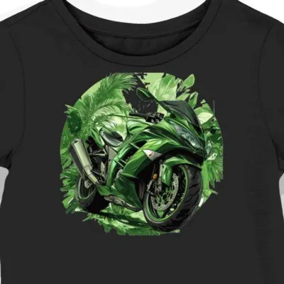 Stylowa koszulka damska czarna z motocyklowym motywem