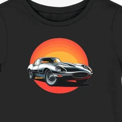 Koszulka damska czarna z klasycznym Jaguarem E-Type 1961