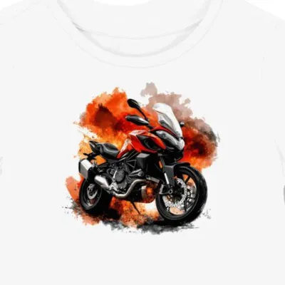 Koszulka damska biała z motywem dynamicznej jazdy Ducati
