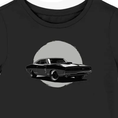 Koszulka damska czarna z Futurystycznym Dodge Charger 1970
