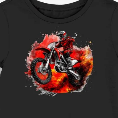 Koszulka damska czarna z Motywem Ogniowej Jazdy Motocyklem