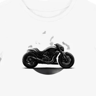 Koszulka damska biała z motywem motocykla w stylu retro