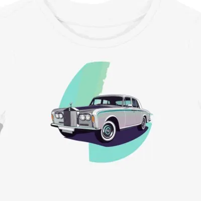 Koszulka damska biała z Klasycznym Samochodem Retro