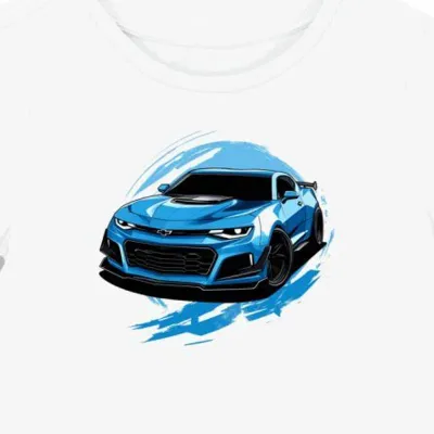 Koszulka damska biała z Futurystycznym Motywem Chevrolet Camaro SS