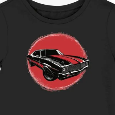 Koszulka damska czarna z Klasycznym Pojazdem w Stylu Muscle Car