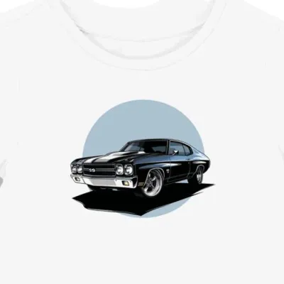 Koszulka damska biała z grafiką Chevrolet Chevelle w cieniu
