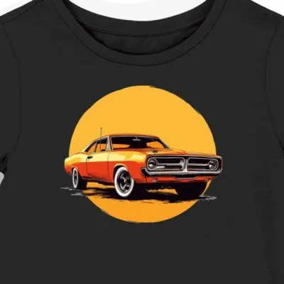 Koszulka damska czarna z samochodowym wzorem Plymouth Road Runner