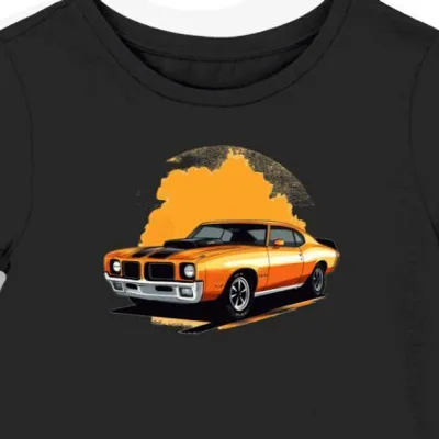 Koszulka damska czarna z motywem klasycznego auta Pontiac GTO