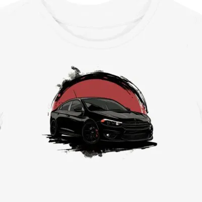 Dynamiczna Koszulka damska biała z Motywem Samochodu Dodge Dart