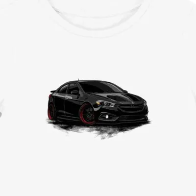 Koszulka damska biała z motoryzacyjnym stylem Dodge Dart