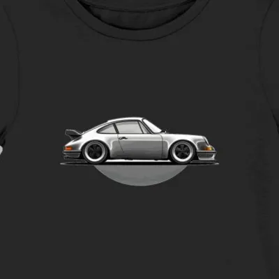 Koszulka damska czarna z Klasycznym Porsche w Blasku